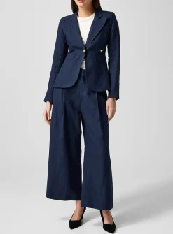 Pure linen wide-leg pant