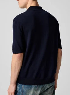 Pure merino wool jacquard polo shirt