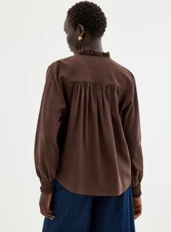 Pure silk ruffled blouse