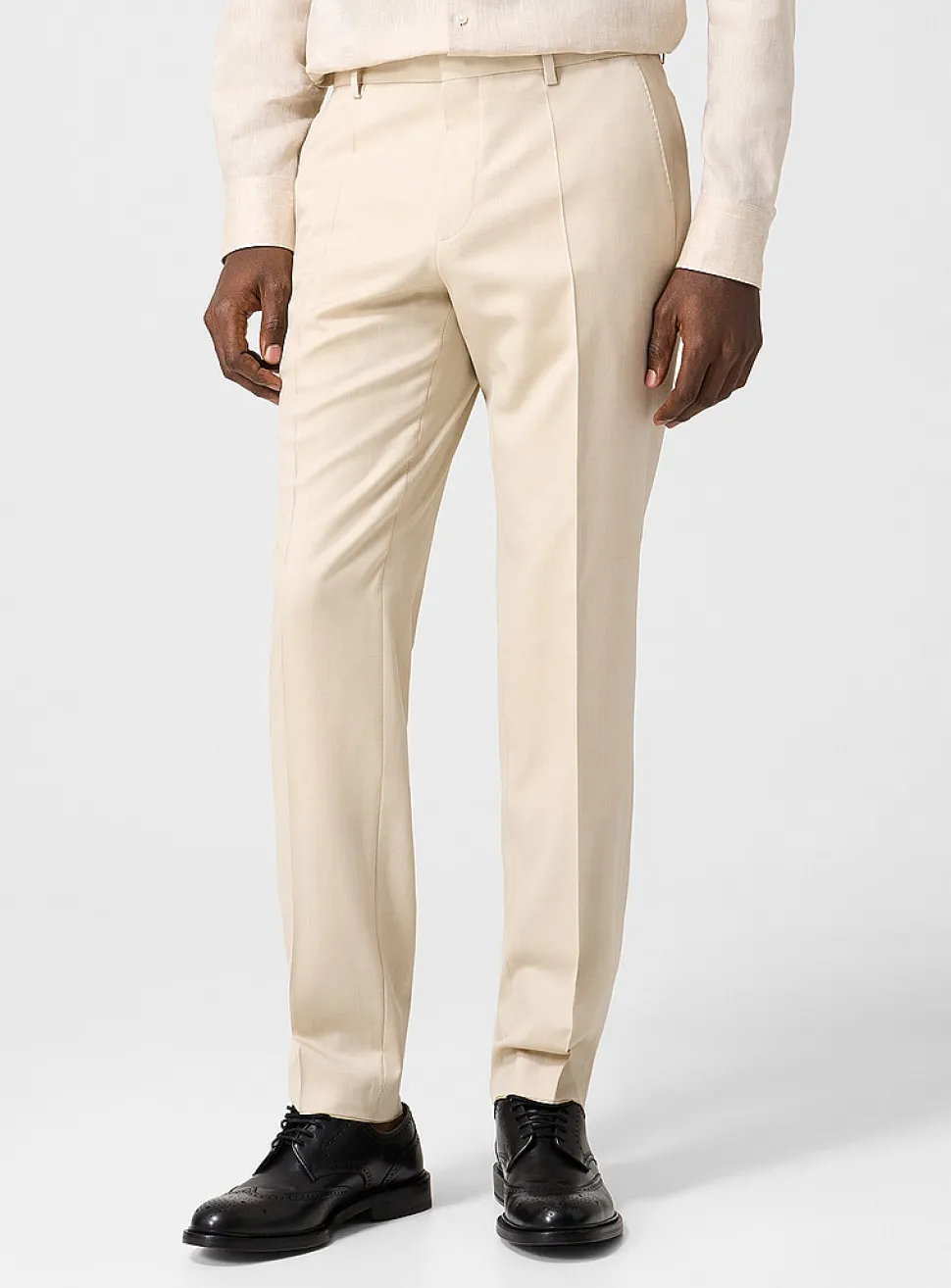 Pure virgin wool fitted ivory-coloured pant