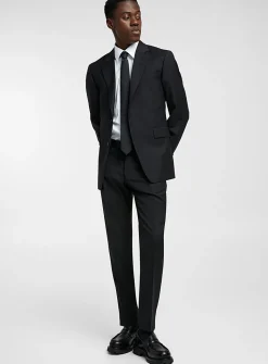 Pure wool micro-jacquard pant