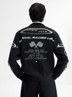 Racing jacquard loose sweater