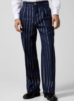 Rafael golden stripes pure linen pant