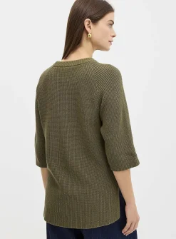 Raglan-sleeve tunic sweater