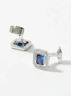 Rectangular crystals cuff links