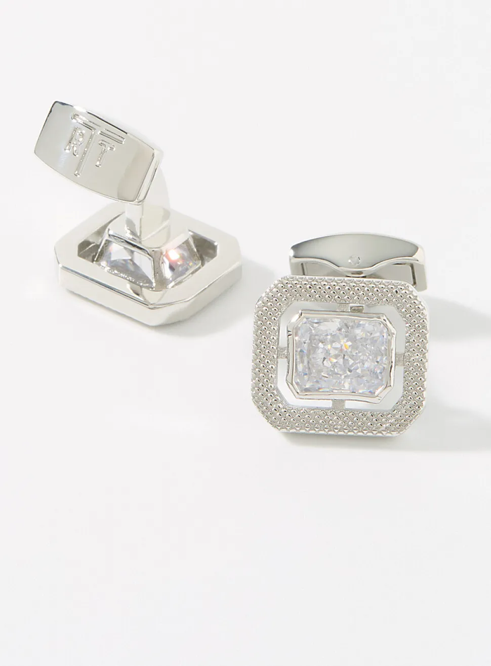 Rectangular crystals cuff links