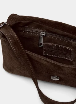Rectangular suede baguette bag