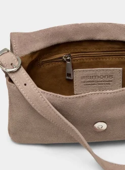 Rectangular suede baguette bag
