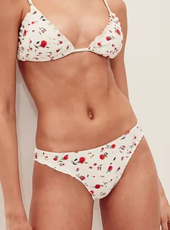 Red rose ruched slim bikini