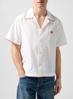 Redbud lace trim cabana shirt