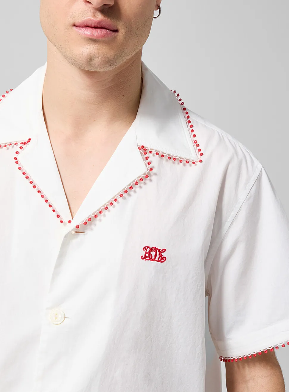 Redbud lace trim cabana shirt