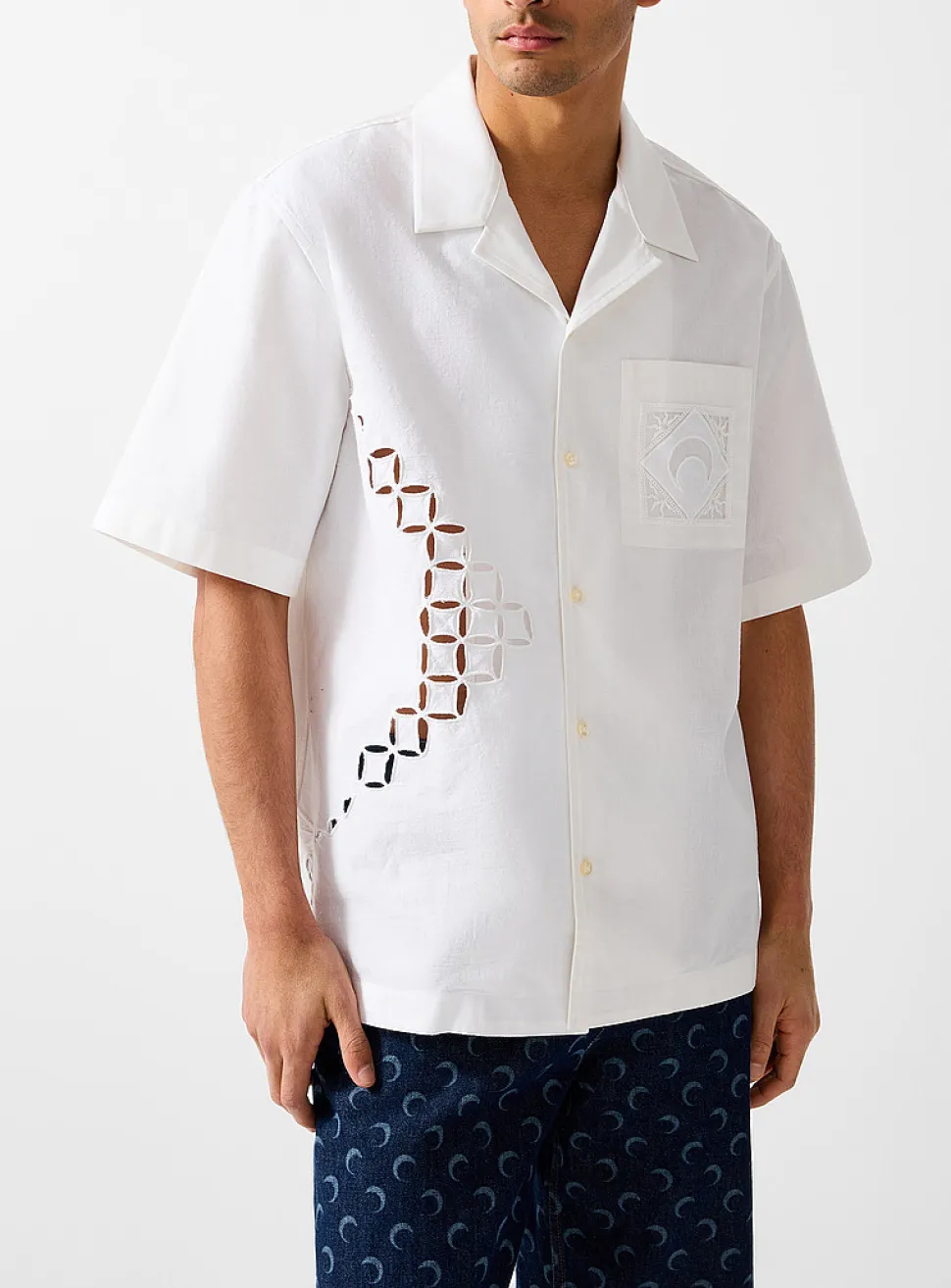 Regenerated openwork cabana shirt
