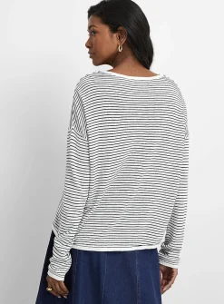 Reprocessed linen striped sweater