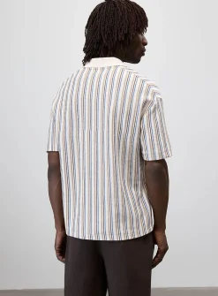 Retro stripe Johnny-collar polo