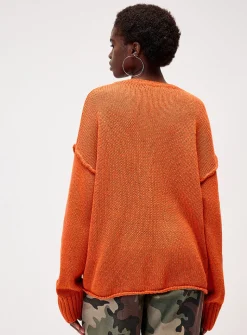 Reverse seams loose sweater