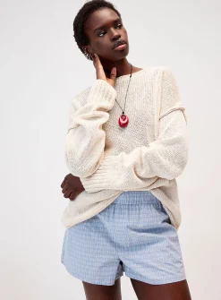 Reverse seams loose sweater