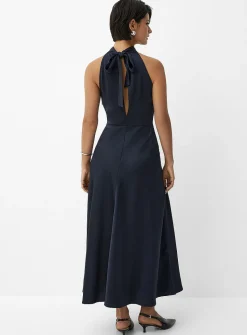 Rheo hammered satin halter dress