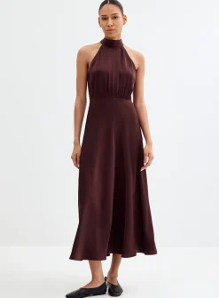 Rheo hammered satin halter dress