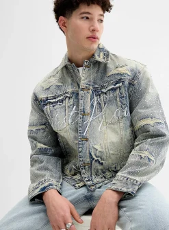 Rhinestone denim trucker jacket