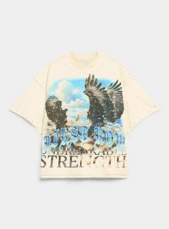 Rhinestone eagle distressed T-shirt
