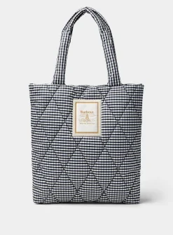 Riah gingham check quilted tote bag