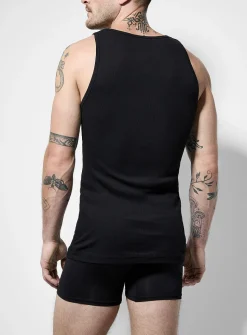Ribbed crew neck tank undershirts