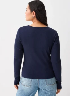 Ribbed fitted Henley T-shirt