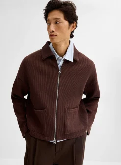 Ribbed fleece-lined cardigan