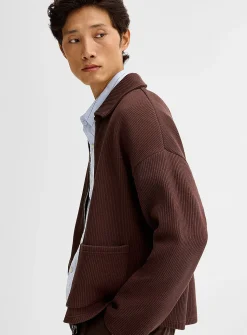 Ribbed fleece-lined cardigan