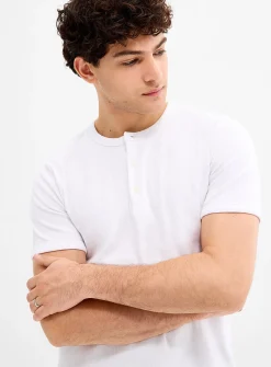 Ribbed jersey Henley T-shirt