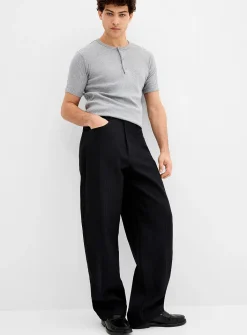 Ribbed jersey Henley T-shirt