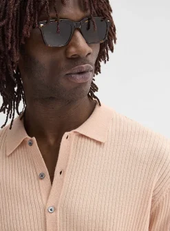 Ribbed responsible merino wool polo