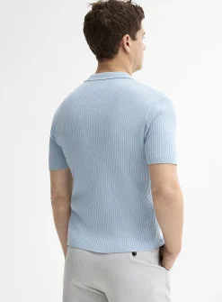 Ribbed responsible merino wool polo