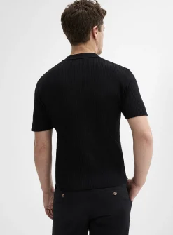 Ribbed responsible merino wool polo