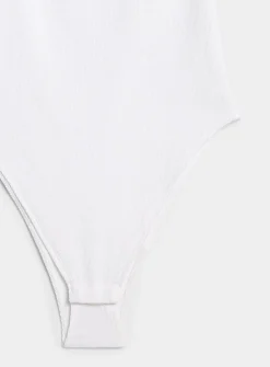Ribbed thin-strap scoop-neck bodysuit