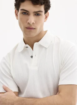 Ribbed-stripe jersey polo