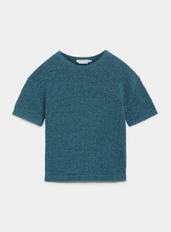 Ribbon-knit loose sweater