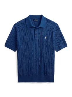 Ribs and twisted cable-knit polo