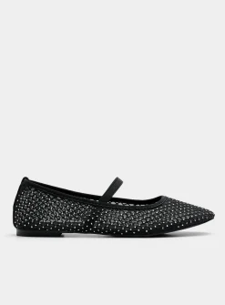 Roamm mesh and crystals Mary Jane ballet flats