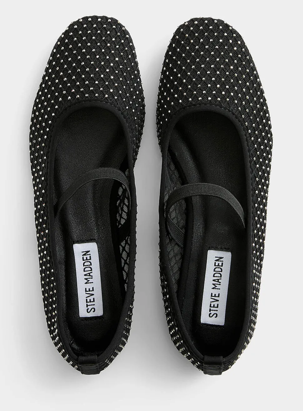 Roamm mesh and crystals Mary Jane ballet flats