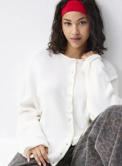 Roll-edge cardigan