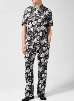 Rose print silk pant