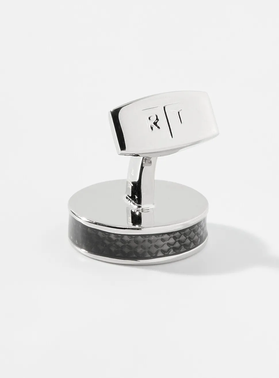 Round carbon cuff links