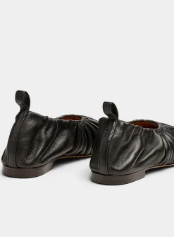 Ruched leather ballet flats