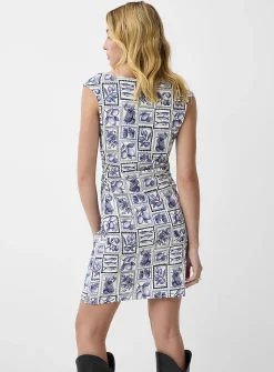 Ruched waist boat-neck minidress