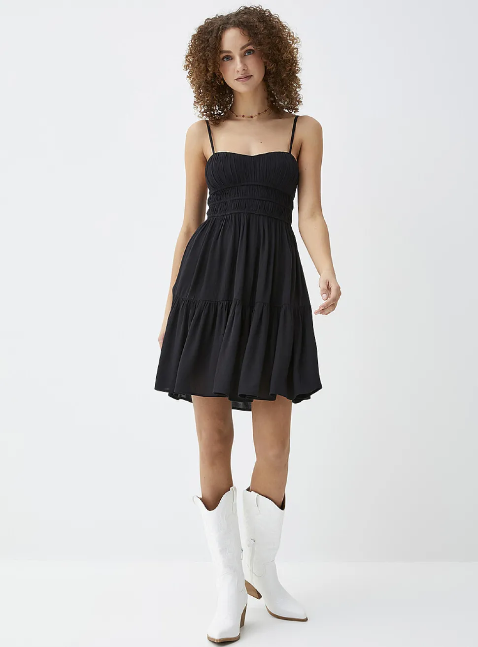 Ruching and ruffles dress