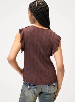 Ruffled edging tie cardigan