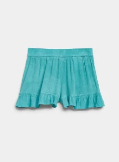 Ruffled elastic-waist mini short