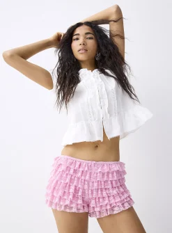 Ruffled lace mini short