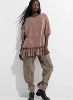 Ruffled oversized T-shirt